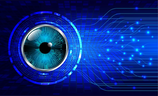 Blue eye cyber circuit future technology concept background