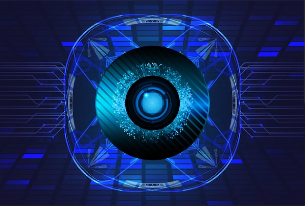 Blue eye cyber circuit future technology concept background