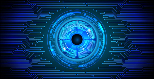 Blue eye cyber circuit future technology concept background