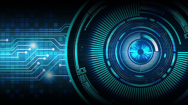 Blue eye cyber circuit future technology concept background