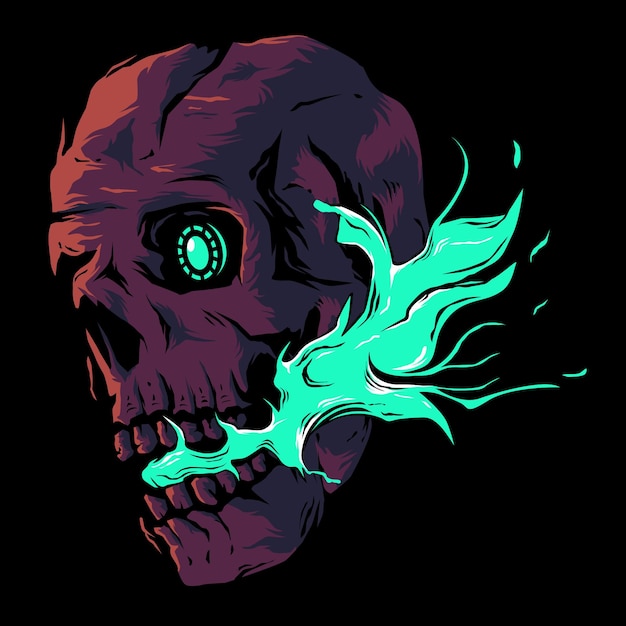 Blue eye skull head illustration