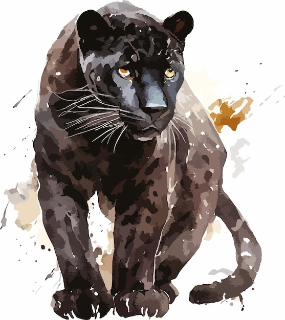 Vector blue eyed jaguar and leopard watercolor vector