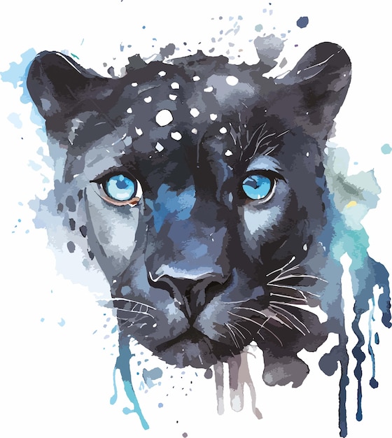 Vector blue eyed jaguar and leopard watercolor vector