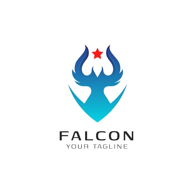 blue falcon and star logo design