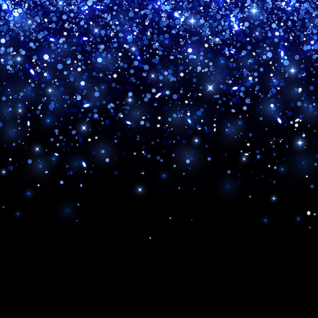 Vector blue falling particles on black background. vector illustration