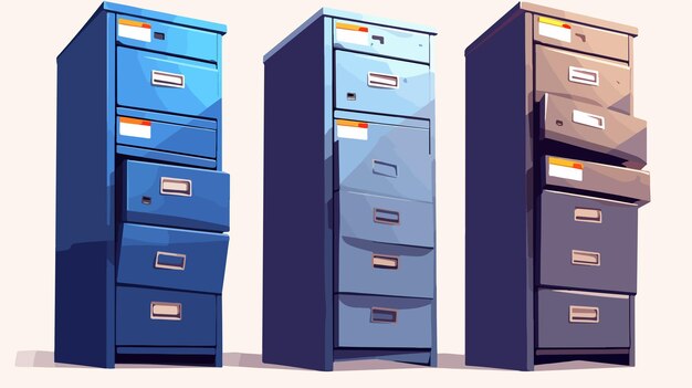 Vector a blue file cabinet with a blue box with a label that says quot no labels quot