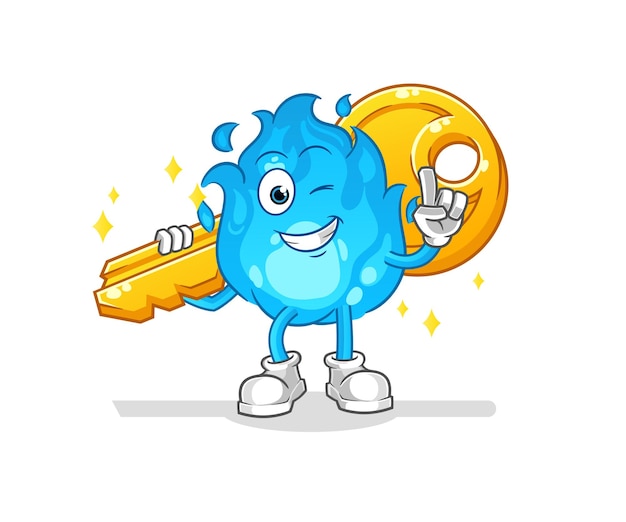 Blue fire carry the key mascot cartoon vector