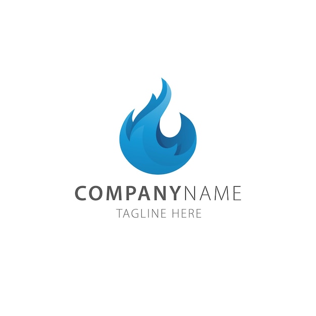 Blue Fire flame elegant logo vector