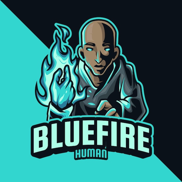 Blue fire Mascot LogoBlue fire Mascot Logo