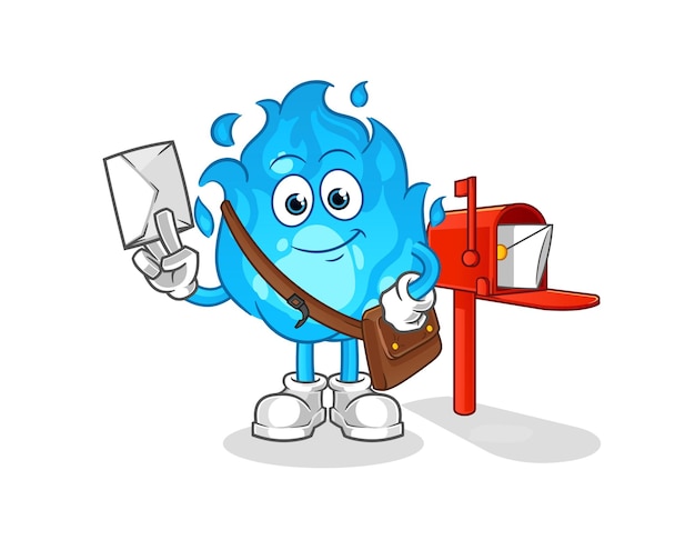 Blue fire postman vector cartoon character