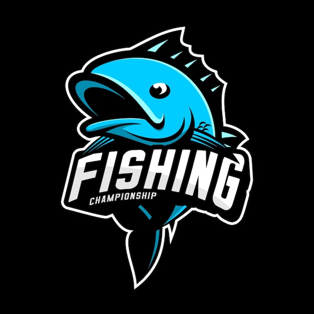 A blue fish with a big mouth fishing design vector