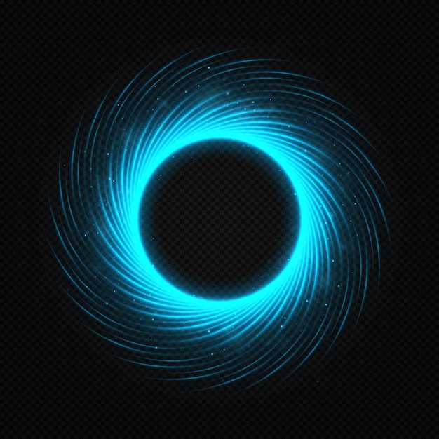 A blue flash flies in a circle in a luminous ring.