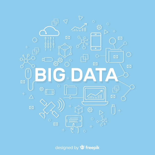 Blue flat style big data background