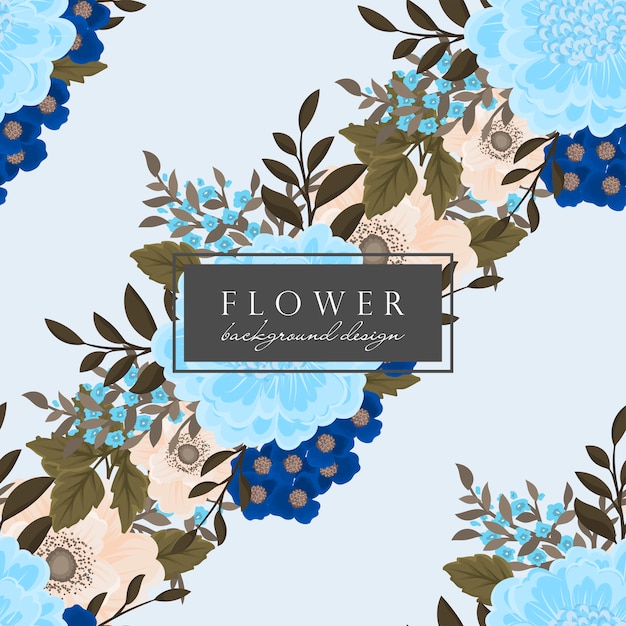 Blue floral background seamless pattern