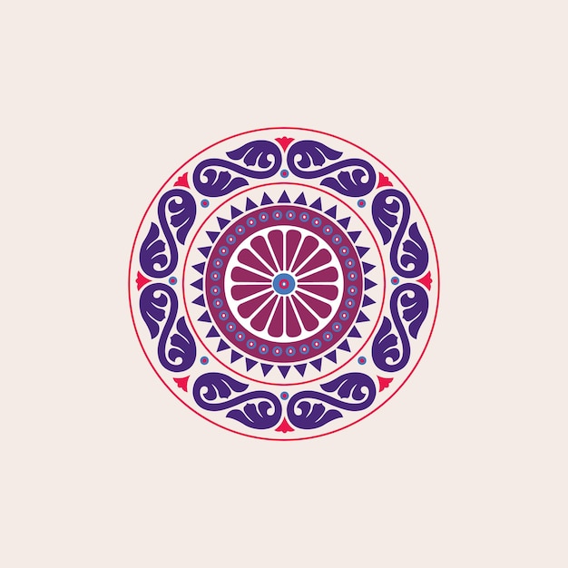 Blue floral with round mandala premium vector