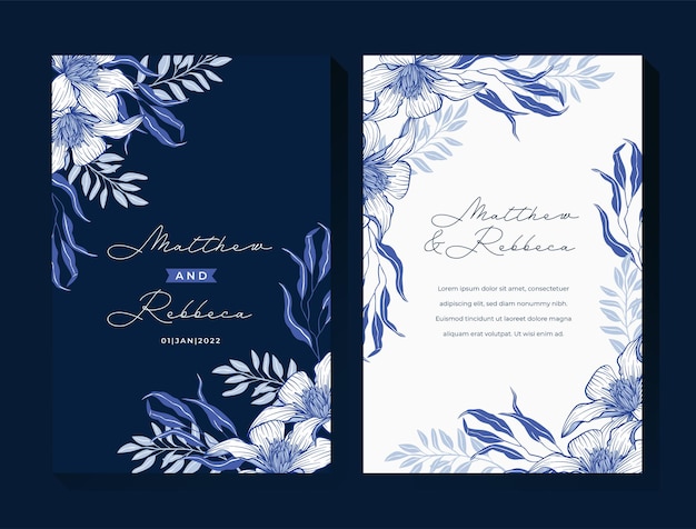 Blue Flower Invitation Design