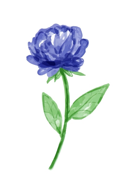 blue flower with watercolor