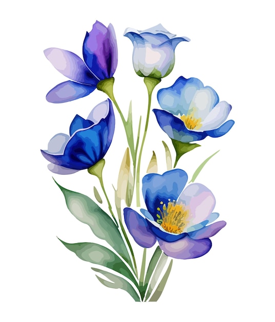 Blue flowers on a white background