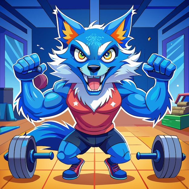 Blue Fox amiable angry gym vector