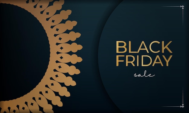 Blue friday black friday poster with luxury gold ornament