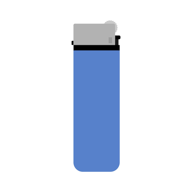 Blue gas plastic lighter isolated on white background Flat cigar accessory