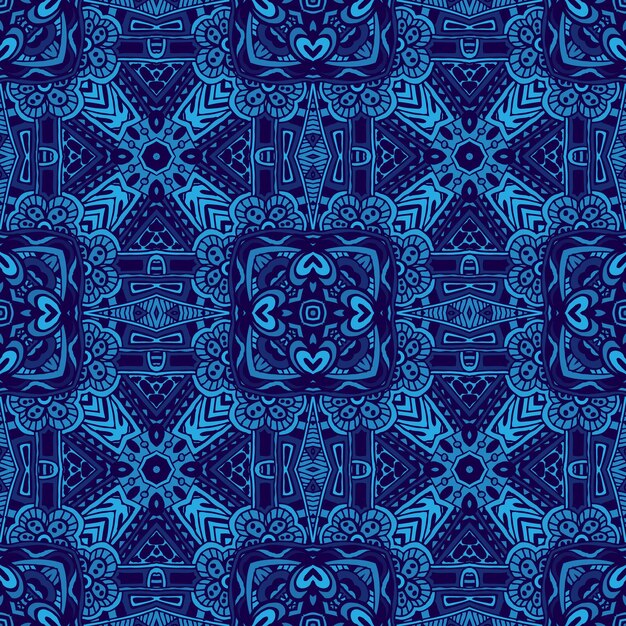 Blue Geometric abstract seamless pattern. Classic background. Vector illustration