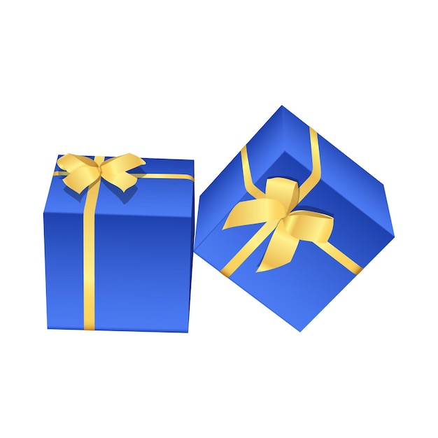 Blue Gift Box with Ribbon - Gift Box vector illustration