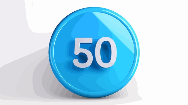 a blue glass button with the number 50 on it