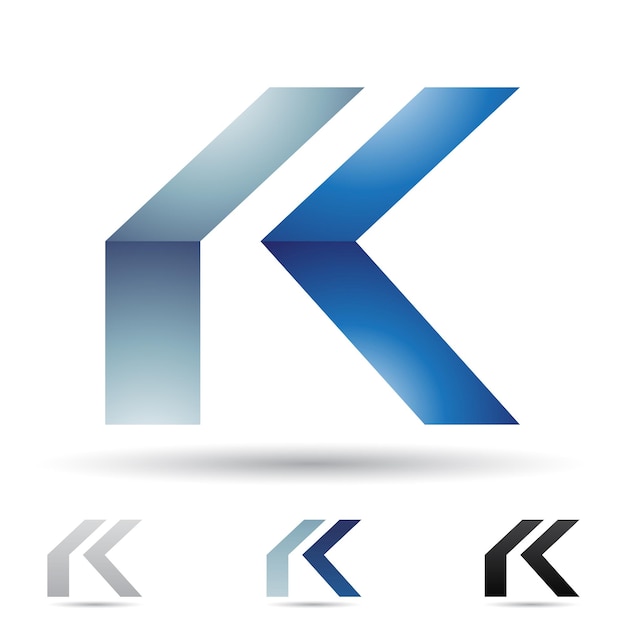 Blue Glossy Abstract Logo Icon of a Bowed Arrow Like Letter K