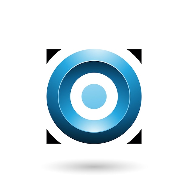 Blue Glossy Circle in a Square Vector Illustration