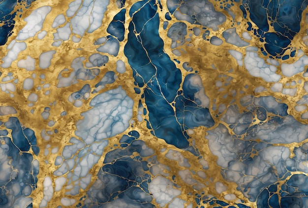 Vector blue and gold marble textured background