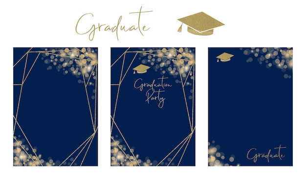 Vector blue golden frame graduate card