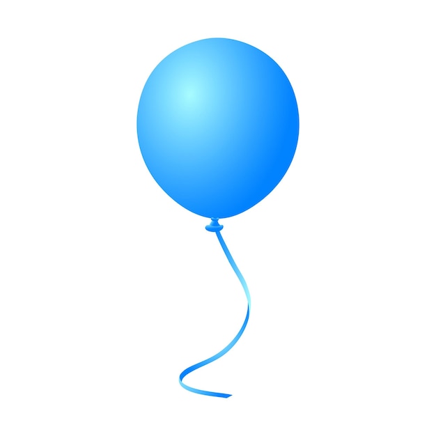 Blue gradient balloon with ribbon cartoon vector illustration isolated object