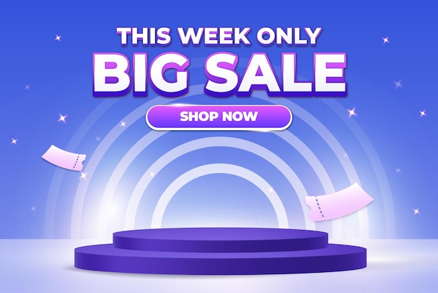 Blue gradient banner big sale day design creative template