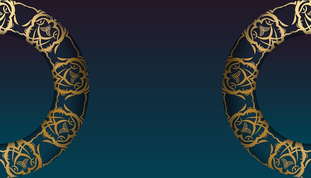 Blue gradient banner with greek gold ornaments for logo design