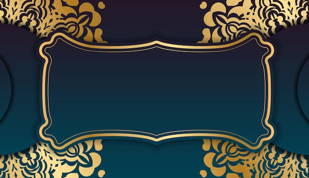 Blue gradient banner with Indian gold pattern and place under your logo or text