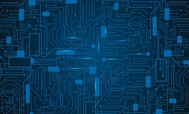 Blue gradient circuit board background. Technology background