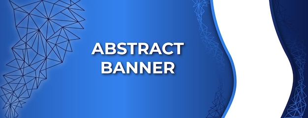 Blue Gradient Vector Banner with Abstract Geometric Triangle Polygon Template Design