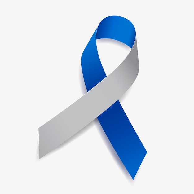 Blue and gray ribbon awareness Diabetes. Isolated on white background. Vector  illustration.