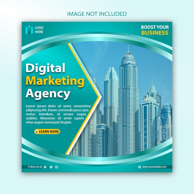 A blue and green ad for digital marketing agency.