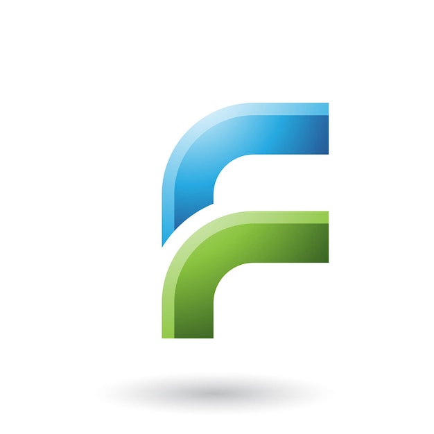 Blue and Green Letter F with Round Corners Vector Illustration