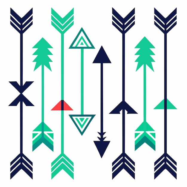 Vector a blue and green pattern with arrows and trees