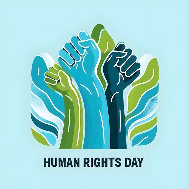 Vector a blue and green poster with the words human rights day day day day in the middle