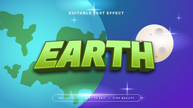 Vector blue green and purple violet earth 3d editable text effect font style