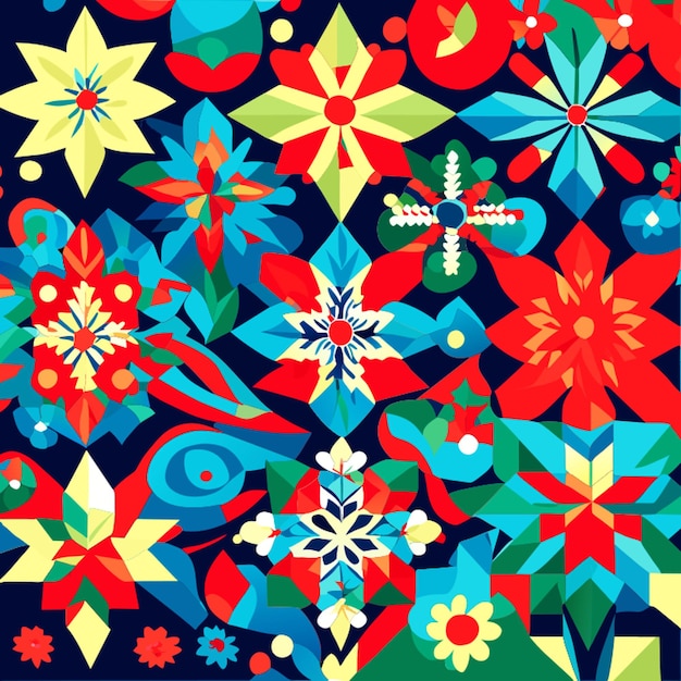 blue green red background with snowflakes seamless pattern christmas wrapping paper vector