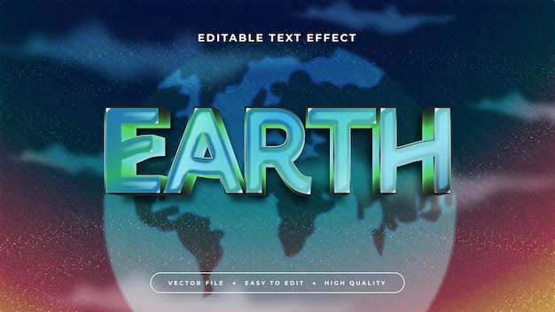 Vector blue green and red earth 3d editable text effect font style