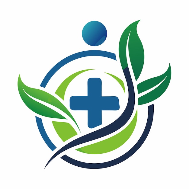 a blue and green symbol with a person and a blue symbol that says  medical