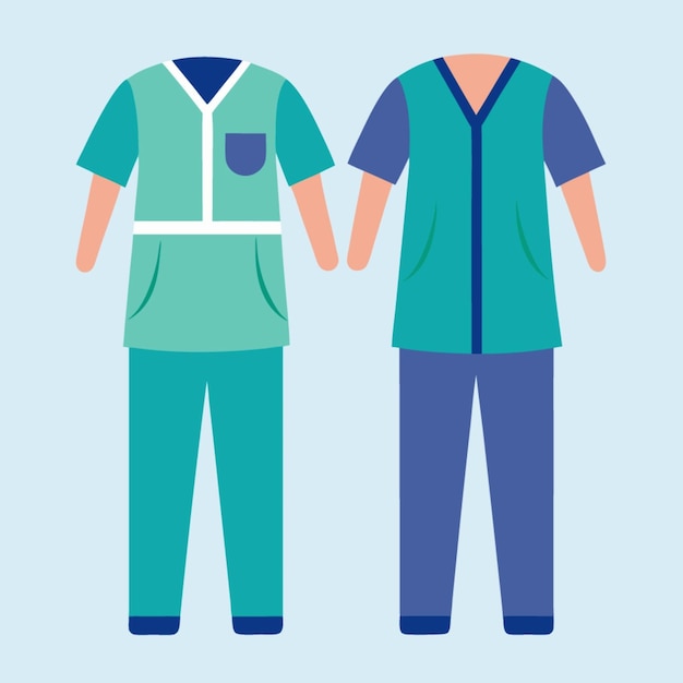 a blue and green uniform with a nurse and a nurse on the back