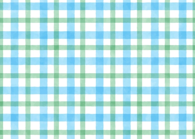 Blue and green watercolor plaid repeat seamless pattern