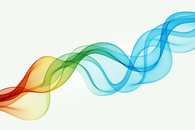 Blue and green wave design element on white background Transparent lines abstract wave shape